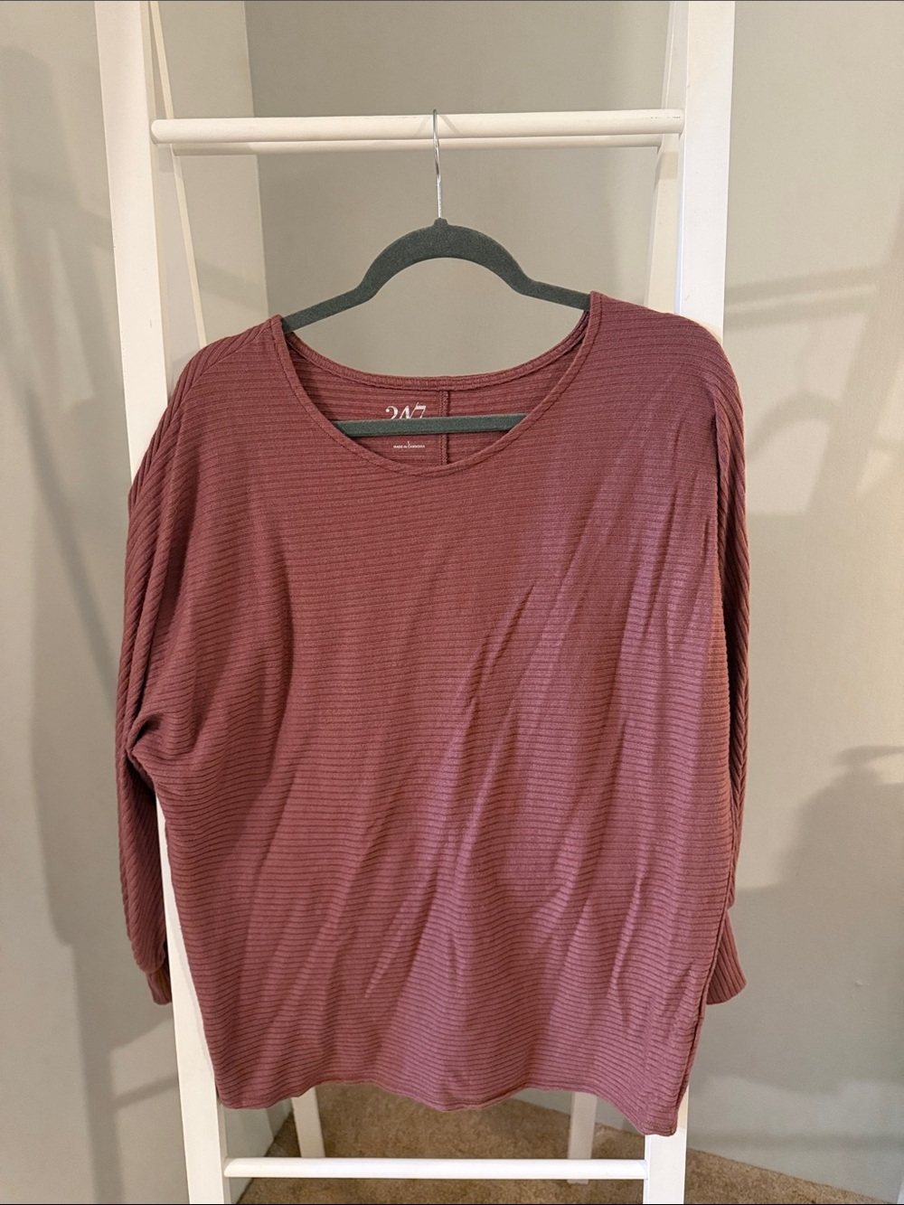 Maurices Ribbed Long-Sleeve Tee - Mauve